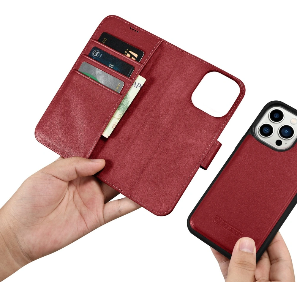 Etui iCarer Wallet Anti-RFID 2in1 Apple iPhone 14 Pro Max czerwony