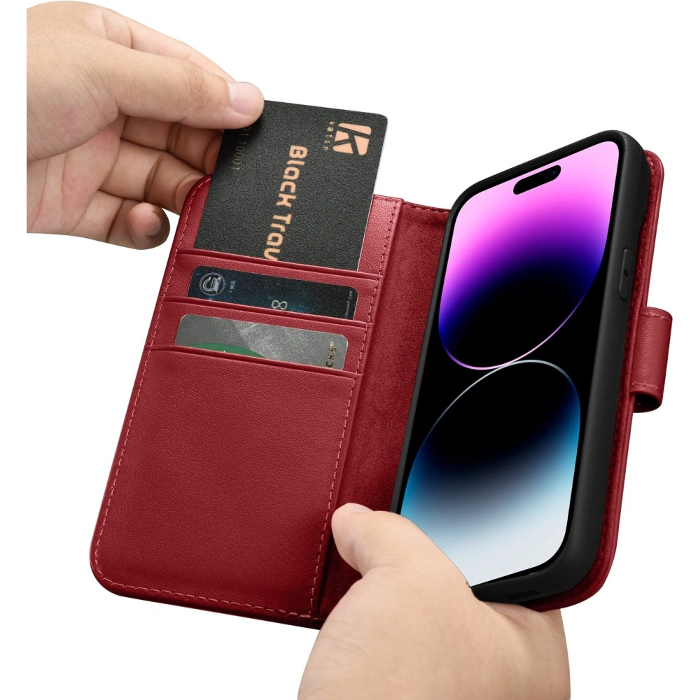 Etui iCarer Wallet Anti-RFID 2in1 Apple iPhone 14 Pro Max czerwony