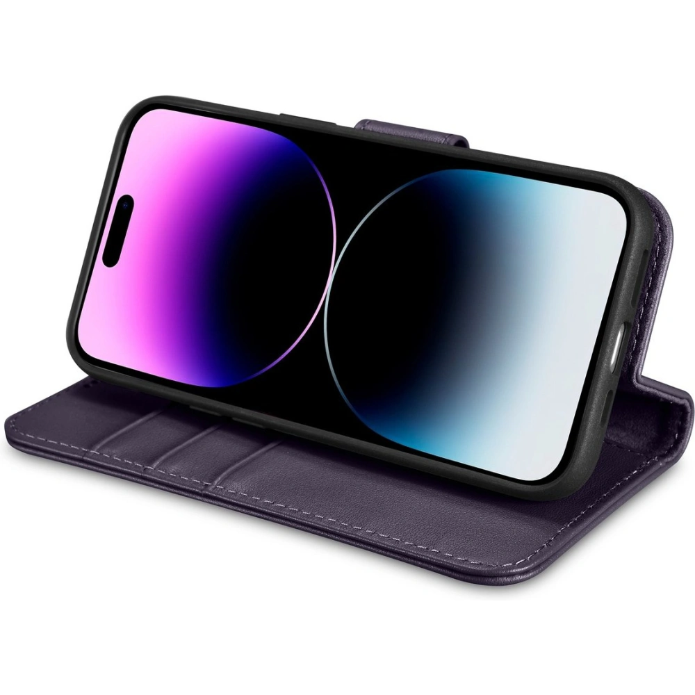 Etui iCarer Wallet Anti-RFID 2in1 Apple iPhone 14 Pro Max ciemnofioletowy