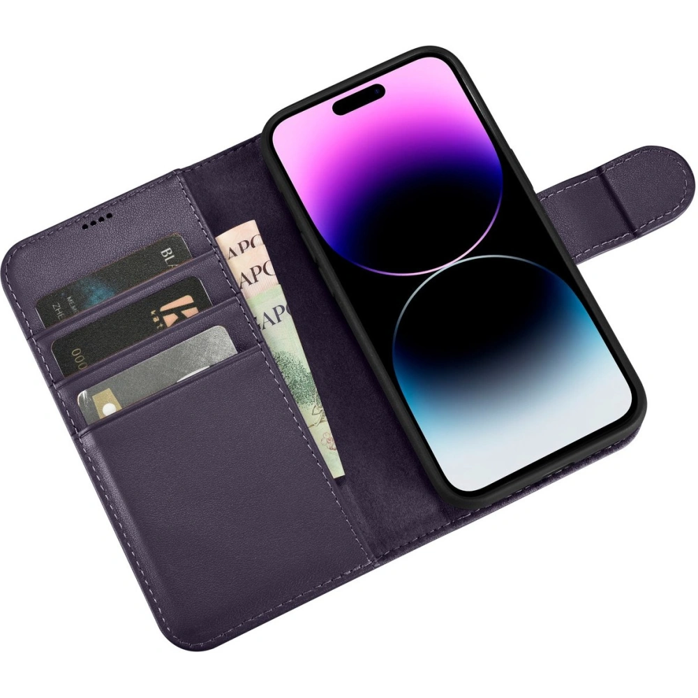 Etui iCarer Wallet Anti-RFID 2in1 Apple iPhone 14 Pro Max ciemnofioletowy