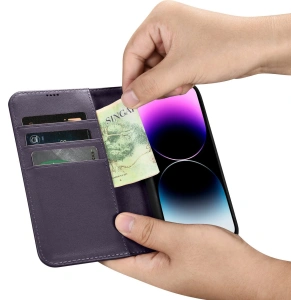 Kup Etui iCarer Wallet Anti-RFID 2in1 Apple iPhone 14 Pro Max tmavě fialové - ICR474 - {ean13} - Sklep Home Screen