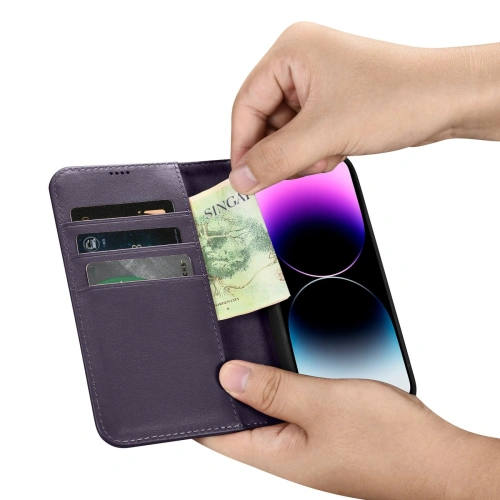 Kup Case iCarer Wallet Anti-RFID 2in1 Apple iPhone 14 Pro Max dunkelviolett - ICR474 - {ean13} - Sklep Home Screen