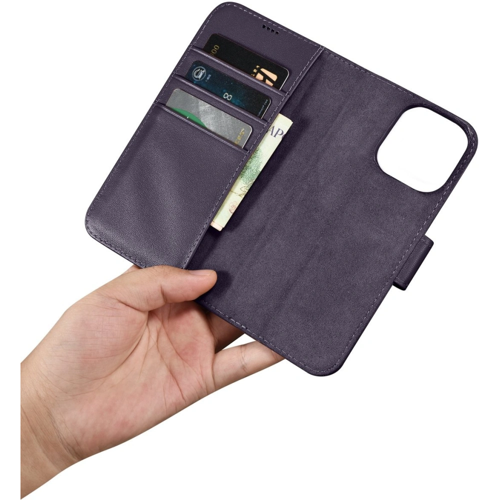 Etui iCarer Wallet Anti-RFID 2in1 Apple iPhone 14 Pro Max ciemnofioletowy