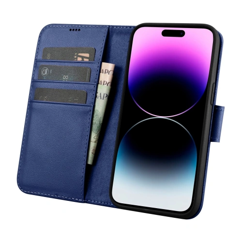 Kup Husă iCarer Wallet Anti-RFID 2in1 Apple iPhone 14 Pro Max albastru - ICR476 - {ean13} - Sklep Home Screen