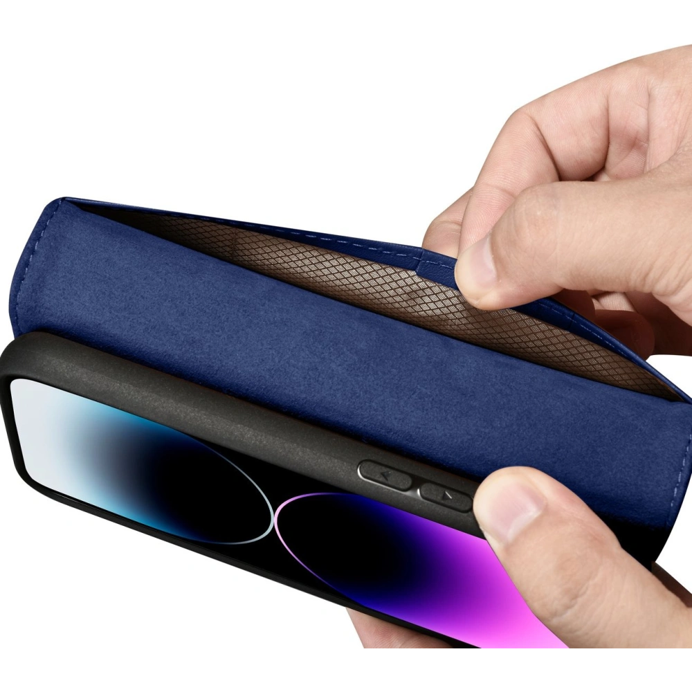 Etui iCarer Wallet Anti-RFID 2in1 Apple iPhone 14 Pro Max niebieski