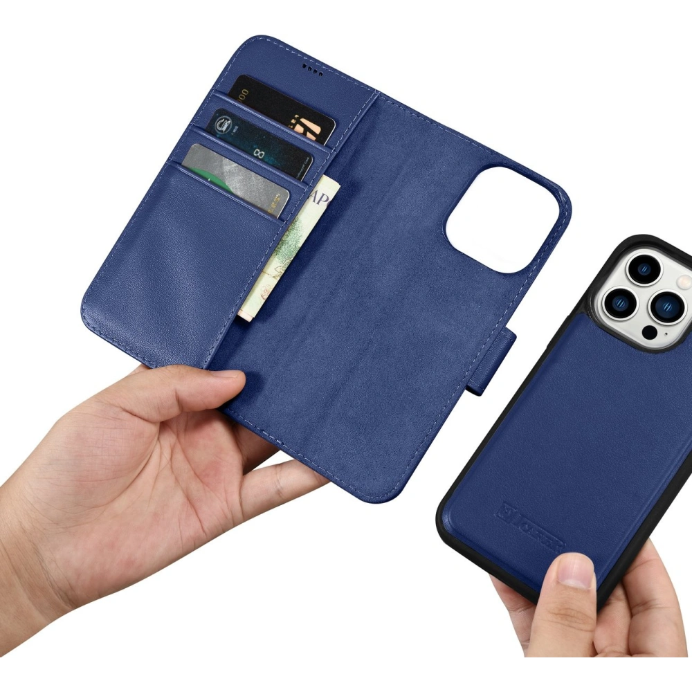 Etui iCarer Wallet Anti-RFID 2in1 Apple iPhone 14 Pro Max niebieski