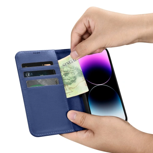 Kup Husă iCarer Wallet Anti-RFID 2in1 Apple iPhone 14 Pro Max albastru - ICR476 - {ean13} - Sklep Home Screen
