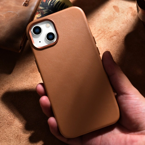 Kup Husă iCarer Case Leather MagSafe Apple iPhone 14 Plus / 15 Plus maro - ICR478 - {ean13} - Sklep Home Screen