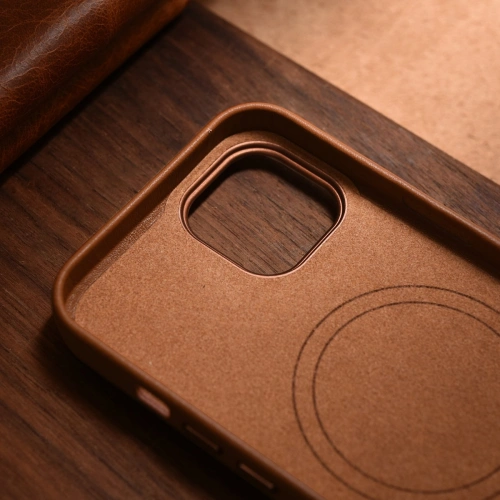 Buy iCarer Case Leather MagSafe Apple iPhone 14 Plus / 15 Plus brown - ICR478 - {ean13} - Home Screen Store Europe