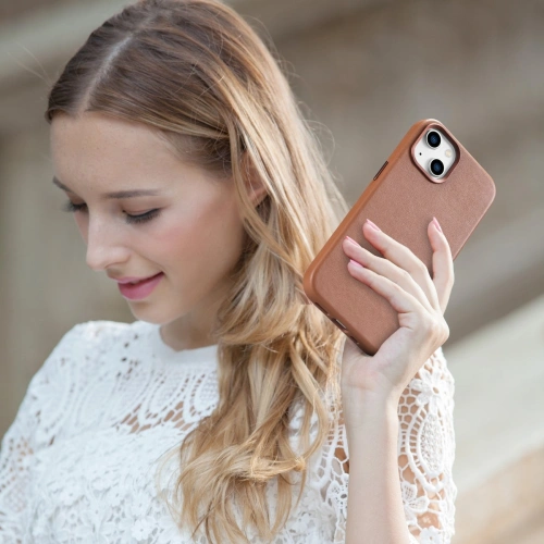 Buy iCarer Case Leather MagSafe Apple iPhone 14 Plus / 15 Plus brown - ICR478 - {ean13} - Home Screen Store Europe