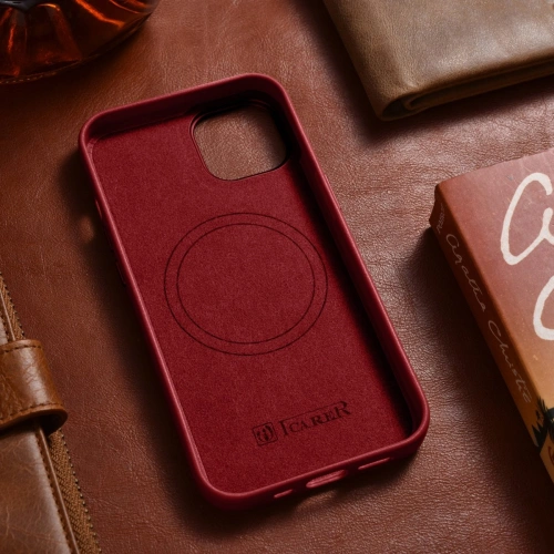 Buy iCarer Case Leather MagSafe Apple iPhone 14 Plus / 15 Plus red - ICR479 - {ean13} - Home Screen Store Europe