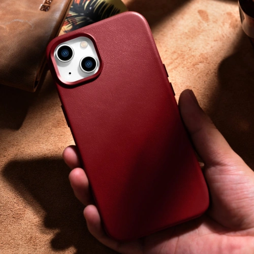 Buy iCarer Case Leather MagSafe Apple iPhone 14 Plus / 15 Plus red - ICR479 - {ean13} - Home Screen Store Europe