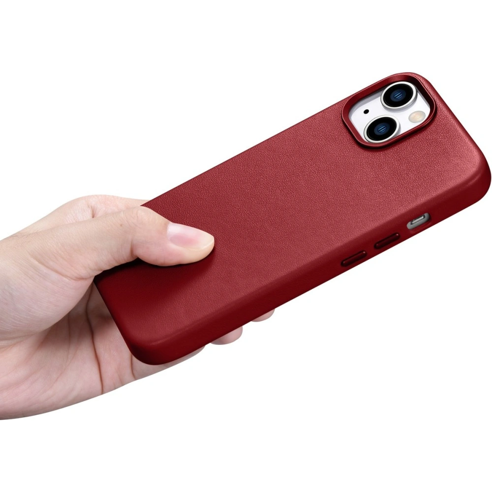 Etui iCarer Case Leather MagSafe Apple iPhone 14 Plus / 15 Plus czerwony