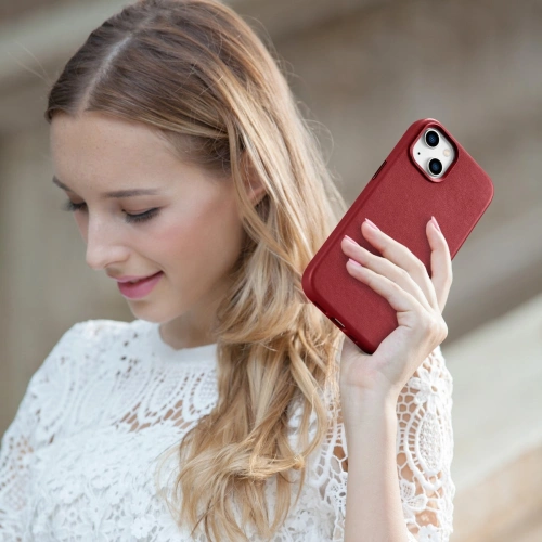 Buy iCarer Case Leather MagSafe Apple iPhone 14 Plus / 15 Plus red - ICR479 - {ean13} - Home Screen Store Europe