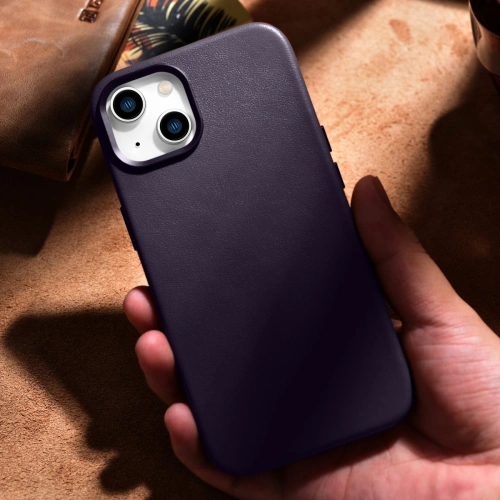 Kup Etui iCarer Case Leather MagSafe Apple iPhone 14 Plus / 15 Plus ciemnofioletowy - ICR480 - {ean13} - Sklep Home Screen