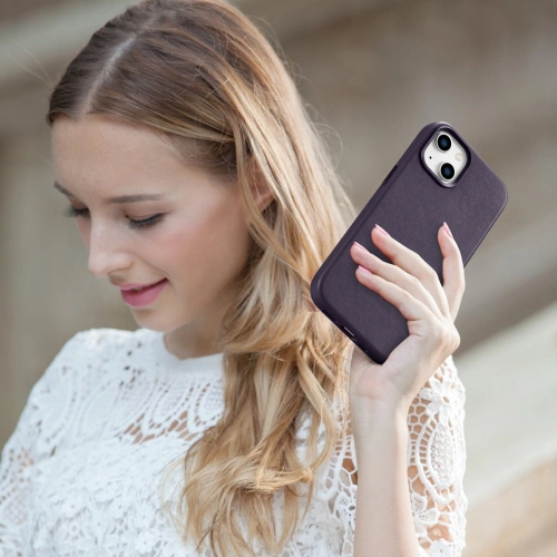 Kup Husă iCarer Case Leather MagSafe Apple iPhone 14 Plus / 15 Plus violet închis - ICR480 - {ean13} - Sklep Home Screen