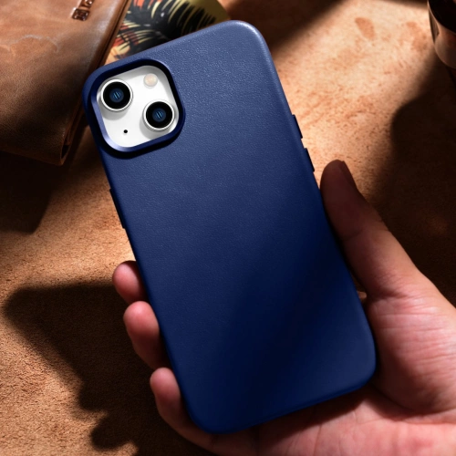 Kup Etui iCarer Case Leather MagSafe Apple iPhone 14 Plus / 15 Plus niebieski - ICR482 - {ean13} - Sklep Home Screen