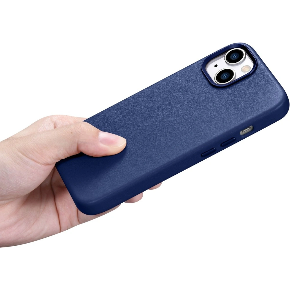 Etui iCarer Case Leather MagSafe Apple iPhone 14 Plus / 15 Plus niebieski
