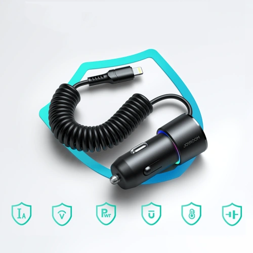 Buy Joyroom Car Charger 3in1 17W + Lightning cable 1.5m black (JR-CL25) - JYR576 - {ean13} - Home Screen Store Europe