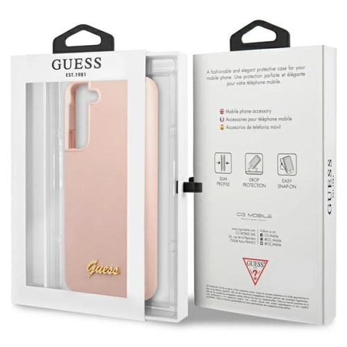 Buy Guess GUHCS23SLSLMGPP Samsung Galaxy S23 pink hardcase Silicone Script Metal Logo - GUE2388 - {ean13} - Home Screen Store Europe