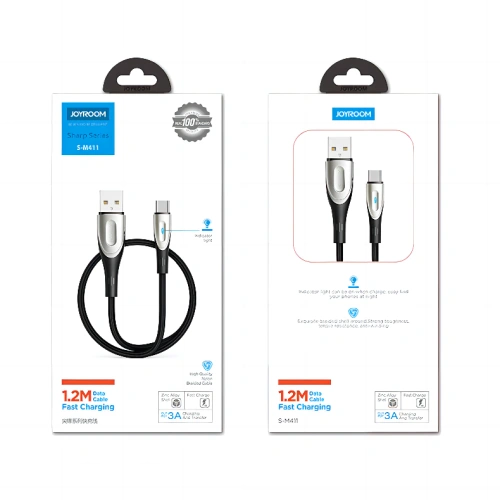 Buy Joyroom Sharp Series USB-A/USB-C Cable 3A 1.2m black (S-M411) - JYR584 - {ean13} - Home Screen Store Europe