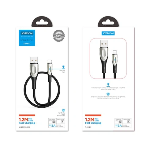 Kup Cablu Joyroom Sharp Series USB-A/Lightning 3A 2m negru (S-M411) - JYR586 - {ean13} - Sklep Home Screen