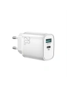 Încărcător de rețea Joyroom USB-A QC 3.0/USB-C PD alb (L-QP2011)
