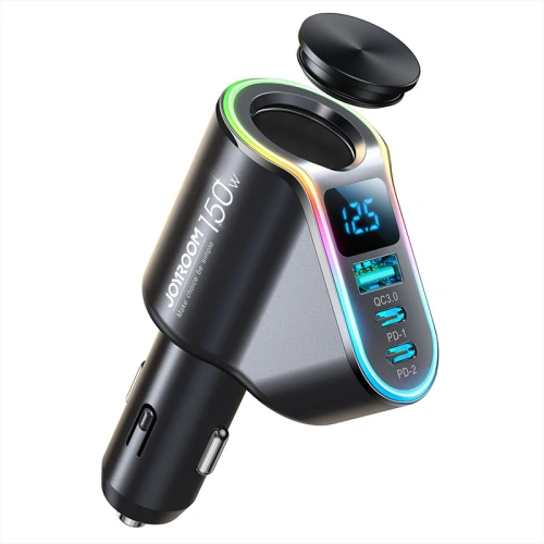 Kup Auto-Ladegerät Joyroom 4in1 USB-A QC 3.0/2xUSB-C PD 150W schwarz (JR-CL21) - JYR590 - {ean13} - Sklep Home Screen