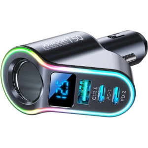 Buy Joyroom Car Charger 4w1 USB-A QC 3.0/2xUSB-C PD 150W black (JR-CL21) - JYR590 - {ean13} - Home Screen Store Europe