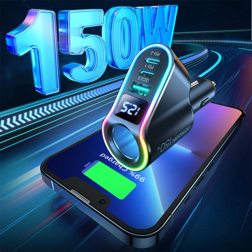 Kup Autonabíječka Joyroom 4w1 USB-A QC 3.0/2xUSB-C PD 150W černá (JR-CL21) - JYR590 - {ean13} - Sklep Home Screen