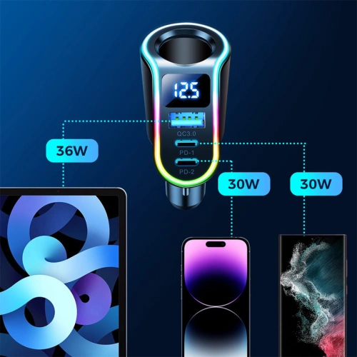 Kup Autonabíječka Joyroom 4w1 USB-A QC 3.0/2xUSB-C PD 150W černá (JR-CL21) - JYR590 - {ean13} - Sklep Home Screen