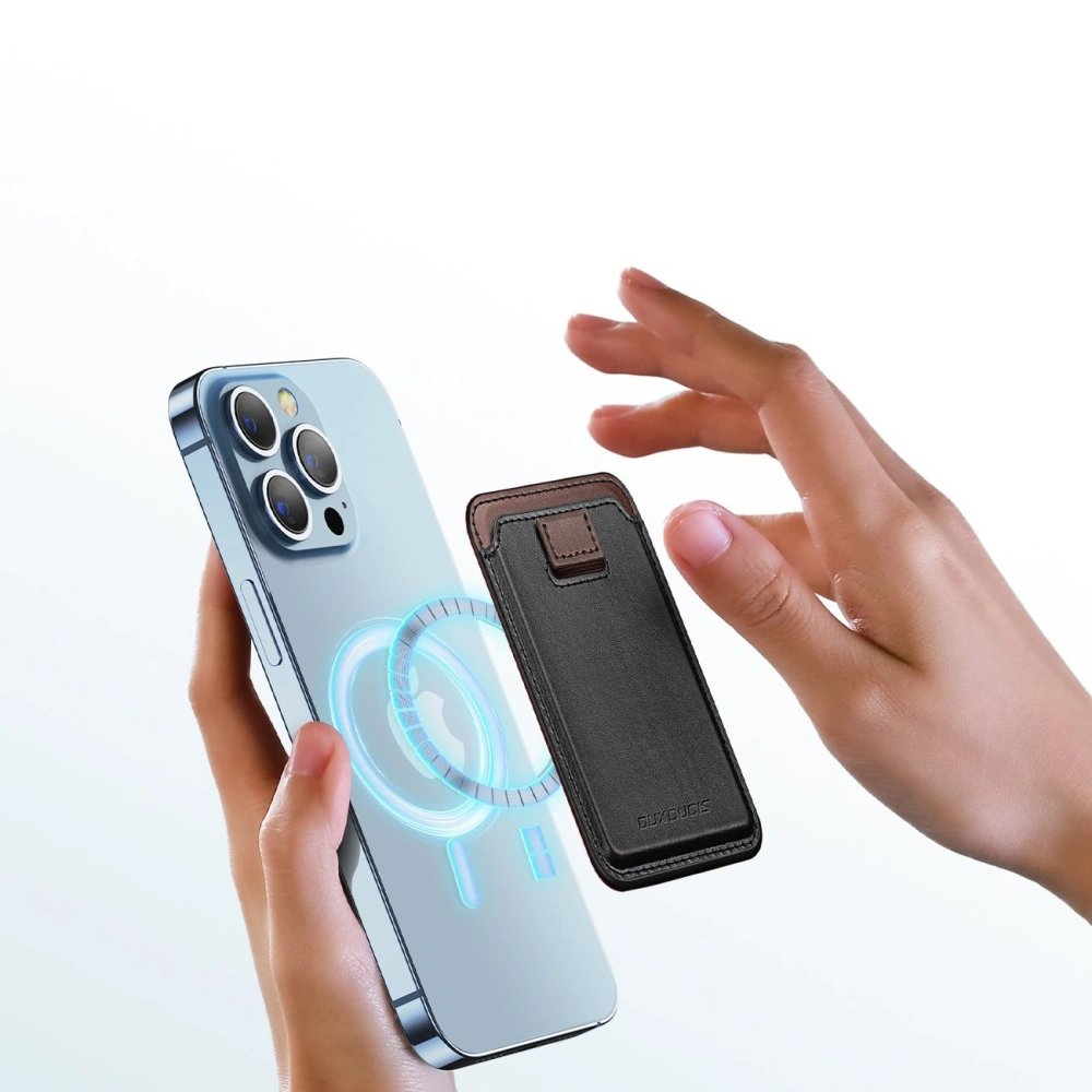 Kieszeń na karty Dux Ducis Magnetic Leather Wallet MagSafe do iPhone Anti-RFID czarne