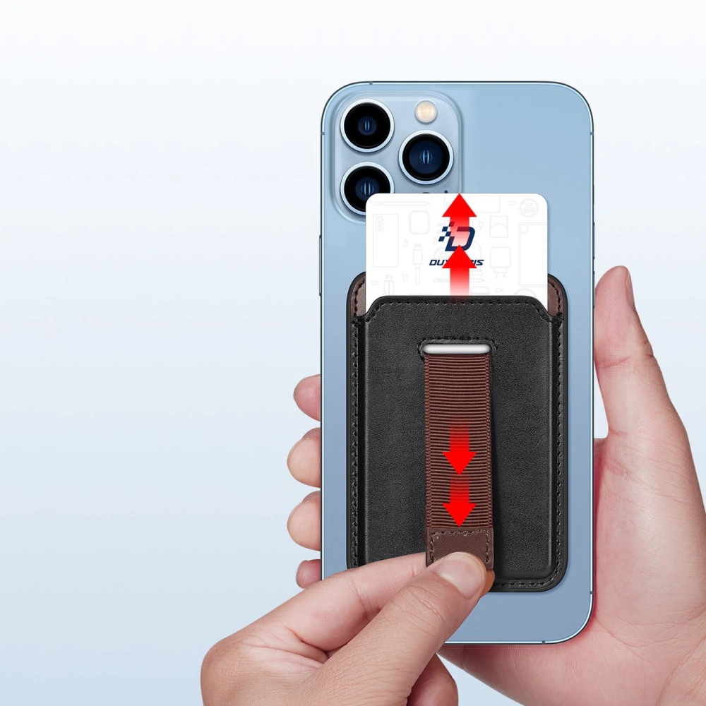 Kieszeń na karty Dux Ducis Magnetic Leather Wallet MagSafe do iPhone Anti-RFID czarne