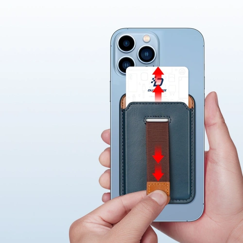 Kup Kapsa na karty Dux Ducis Magnetic kožená peněženka MagSafe pro iPhone Anti-RFID modrá - DDS1602 - {ean13} - Sklep Home Screen
