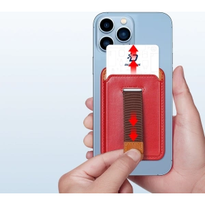 Kup Kapsa na karty Dux Ducis Magnetic Kožená peněženka MagSafe pro iPhone Anti-RFID červená - DDS1603 - {ean13} - Sklep Home Screen