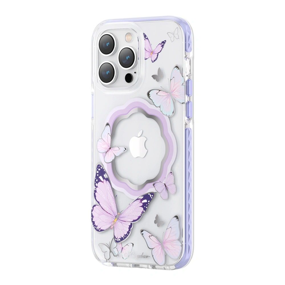Etui Kingxbar Butterfly MagSafe Apple iPhone 14 Pro fioletowe