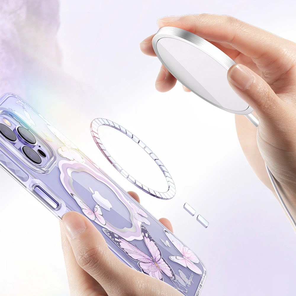 Etui Kingxbar Butterfly MagSafe Apple iPhone 14 Pro Max różowe