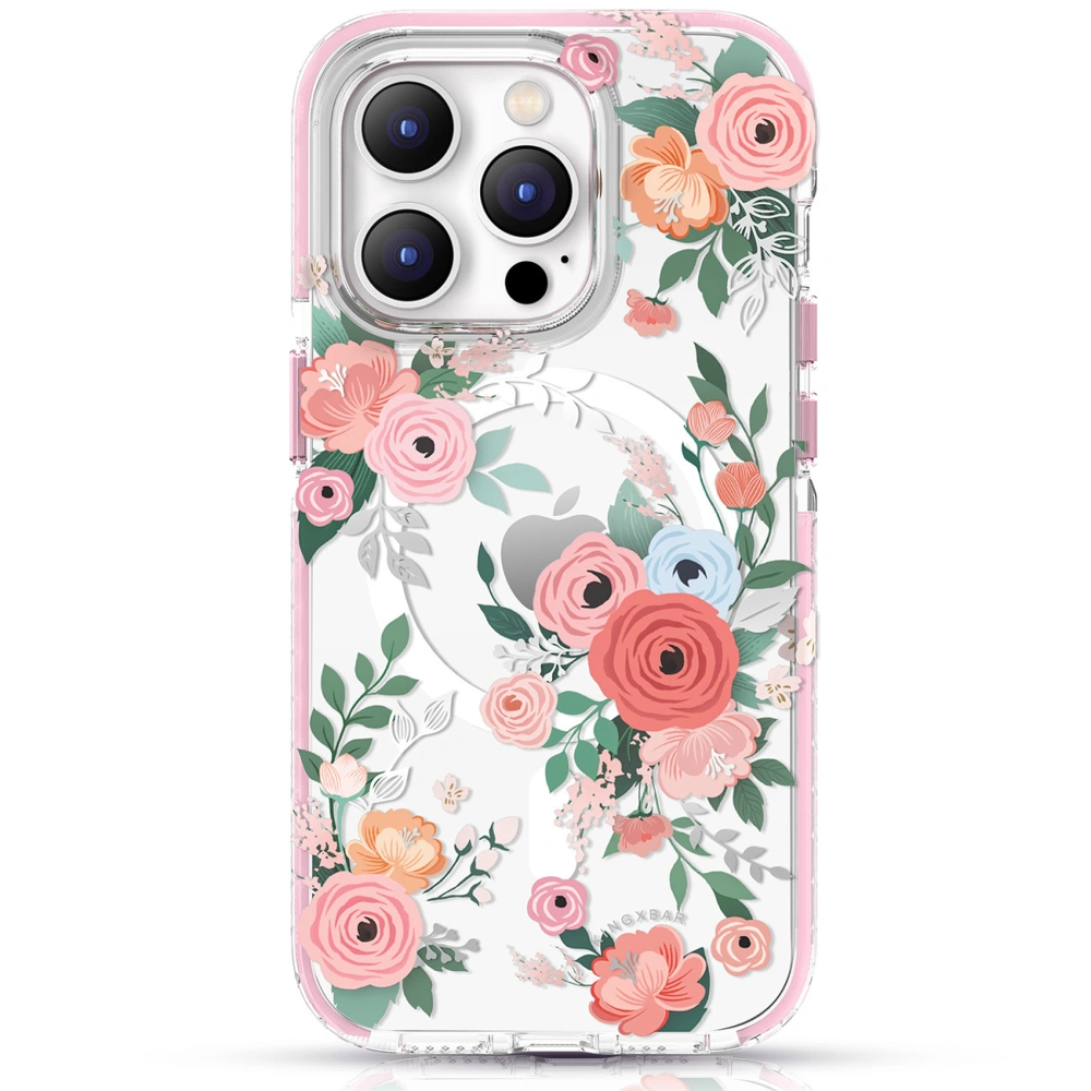 Etui Kingxbar Flora MagSafe Apple iPhone 14 rose