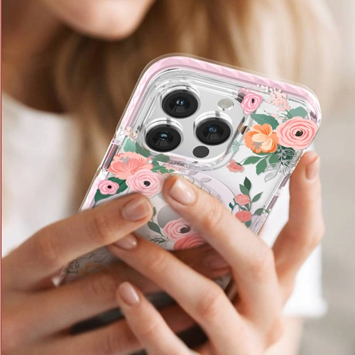 Kup Etui Kingxbar Flora MagSafe Apple iPhone 14 růžové - KGX550 - {ean13} - Sklep Home Screen