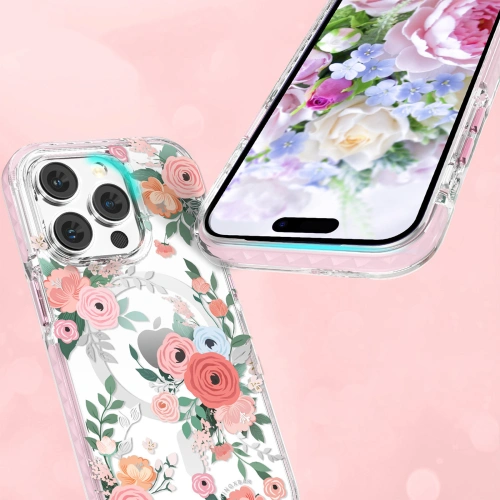 Kup Etui Kingxbar Flora MagSafe Apple iPhone 14 růžové - KGX550 - {ean13} - Sklep Home Screen