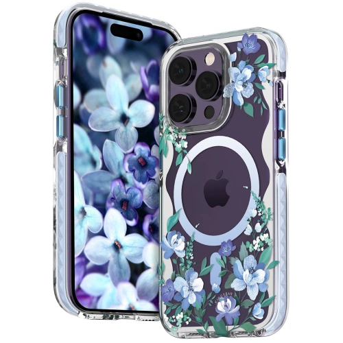 Kup Etui Kingxbar Flora MagSafe Apple iPhone 14 orchidea - KGX551 - {ean13} - Sklep Home Screen