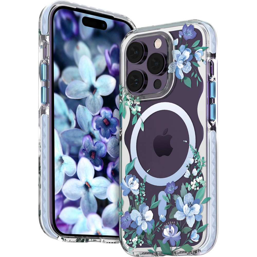 Etui Kingxbar Flora MagSafe Apple iPhone 14 orchid