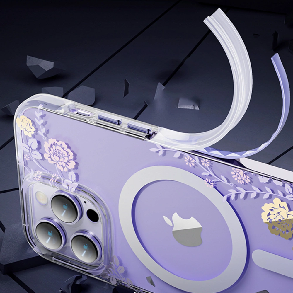 Etui Kingxbar Flora MagSafe Apple iPhone 14 orchid