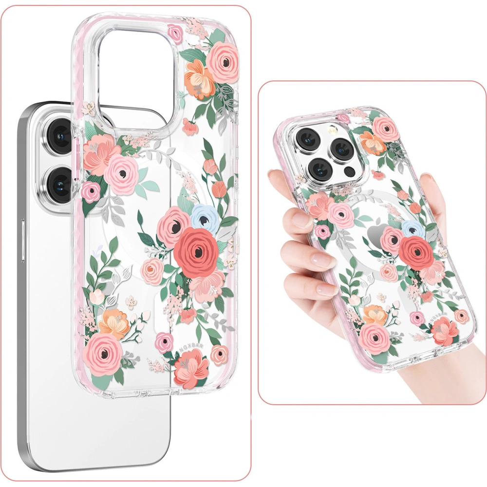 Etui Kingxbar Flora MagSafe Apple iPhone 14 Pro rose