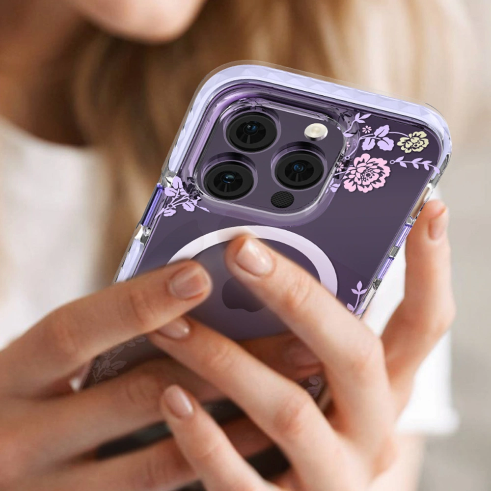 Etui Kingxbar Flora MagSafe Apple iPhone 14 Plus / 15 Plus peony