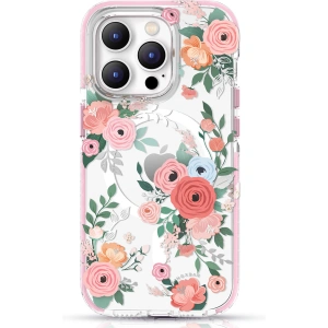 Kup Etui Kingxbar Flora MagSafe Apple iPhone 14 Plus / 15 Plus rose - KGX556 - {ean13} - Sklep Home Screen