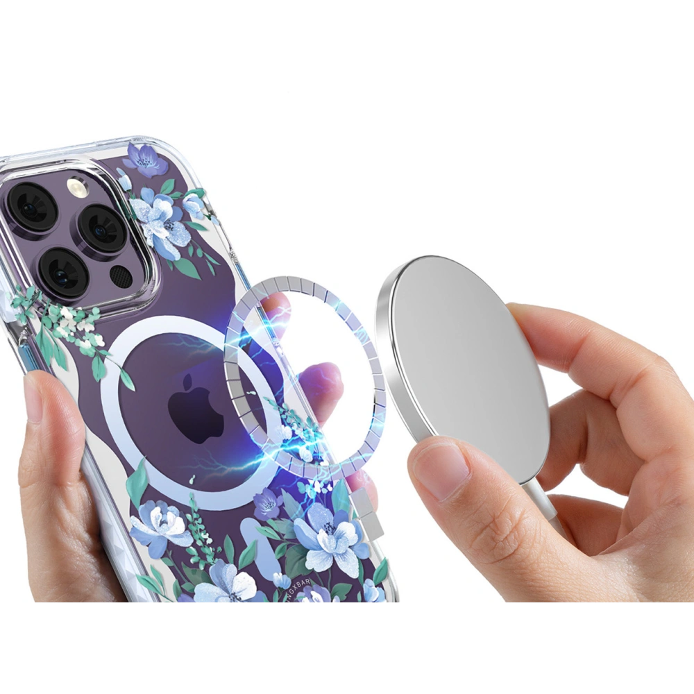 Etui Kingxbar Flora MagSafe Apple iPhone 14 Plus / 15 Plus orchid