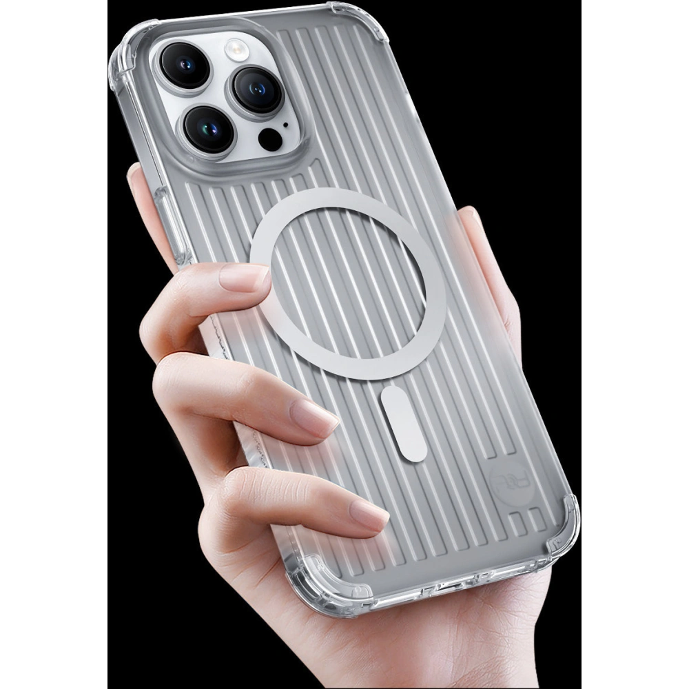 Etui Kingxbar PQY Go Out MagSafe Apple iPhone 14 srebrne