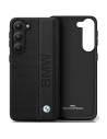 Etui BMW BMHCS23L22RDPK Samsung Galaxy S23 Ultra fekete/black hardcase bőr textúrájú & csíkos