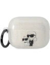Carcasă Karl Lagerfeld KLAP2HNKCTGT Apple AirPods Pro 2 transparentă cu sclipici Karl&Choupette